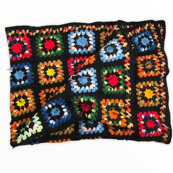 Vintage crochet granny square afghan blanket - Picture 3 of 8